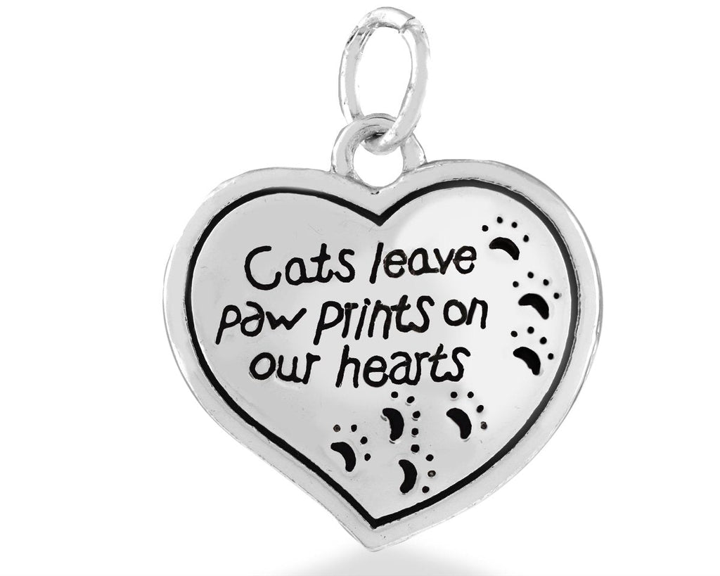 25 Cats Leave Paw Prints Heart Charms - Fundraising For A Cause