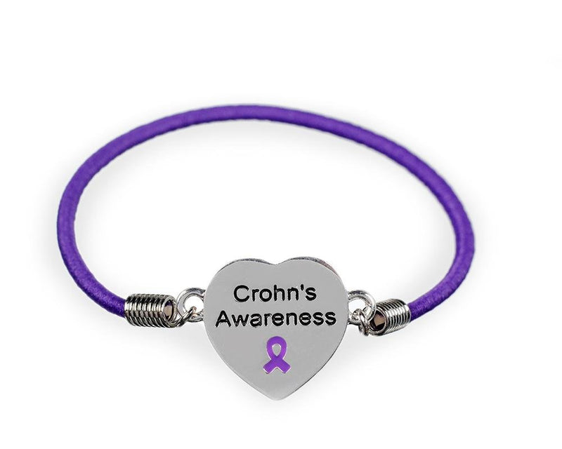 25 Crohn's Disease Awareness Heart Stretch Bracelets - Fundraising For A Cause