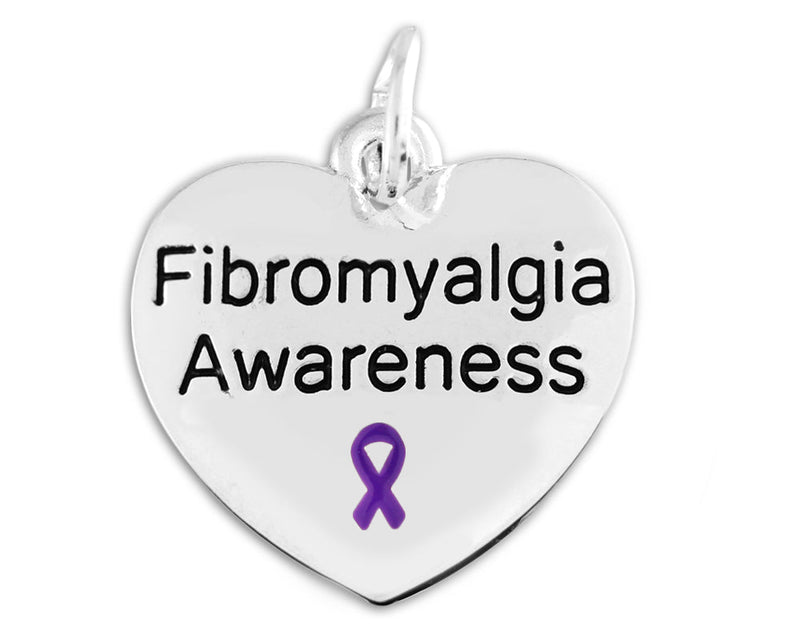 25 Fibromyalgia Awareness Heart Charm - Fundraising For A Cause