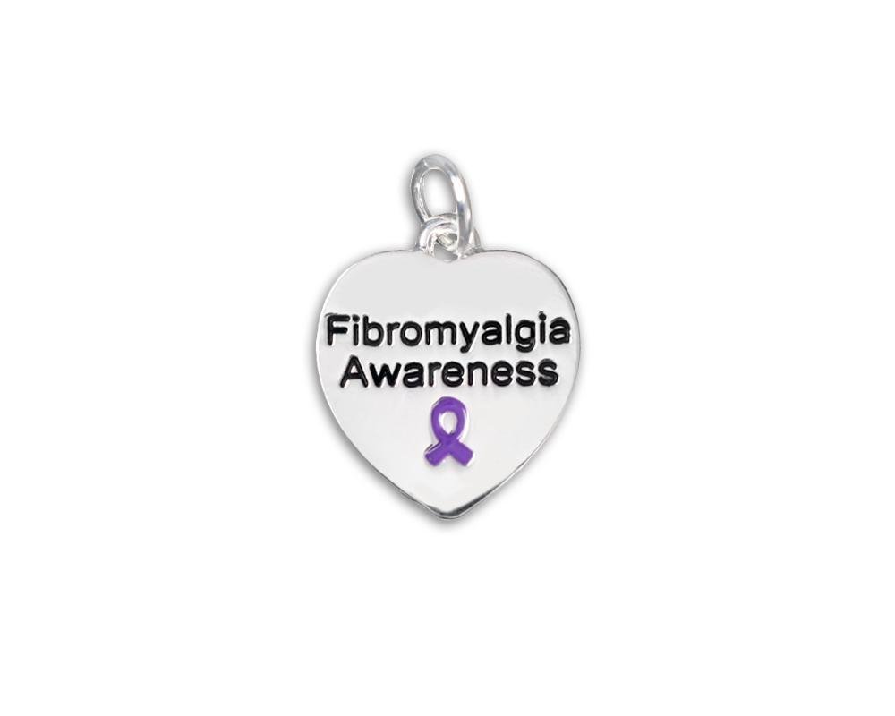 25 Fibromyalgia Awareness Heart Charms - Fundraising For A Cause