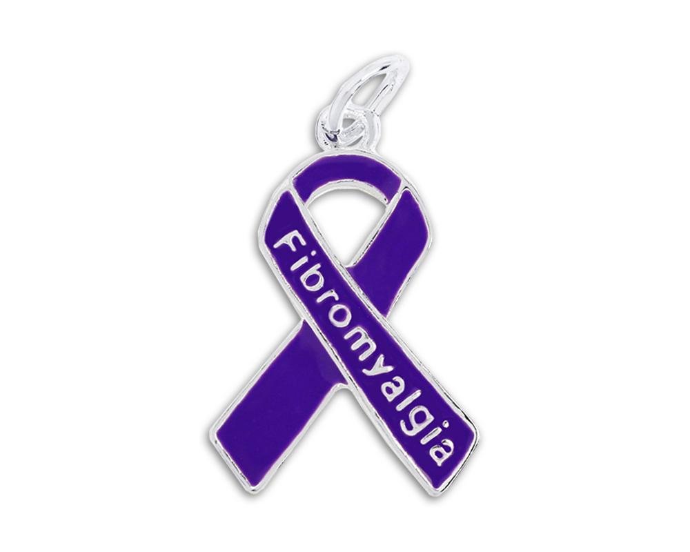 25 Fibromyalgia Purple Ribbon Charms - Fundraising For A Cause