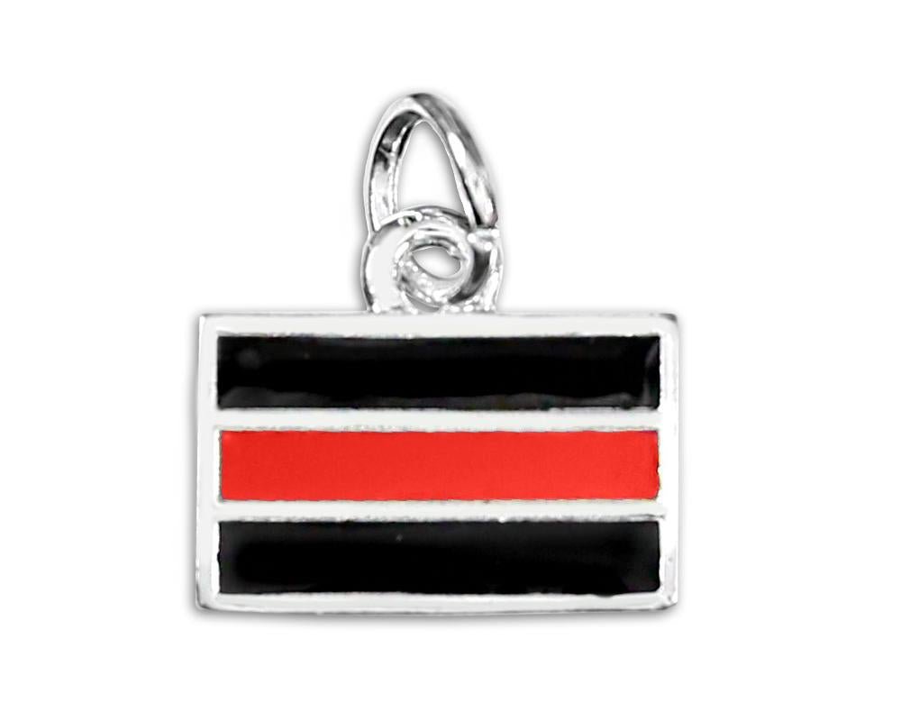 25 Firefighter Rectangle Red Line Charms - Fundraising For A Cause