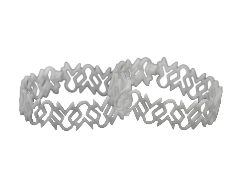 25 Gray Ribbon Shaped Silicone Bracelet Wristbands - Fundraising For A Cause