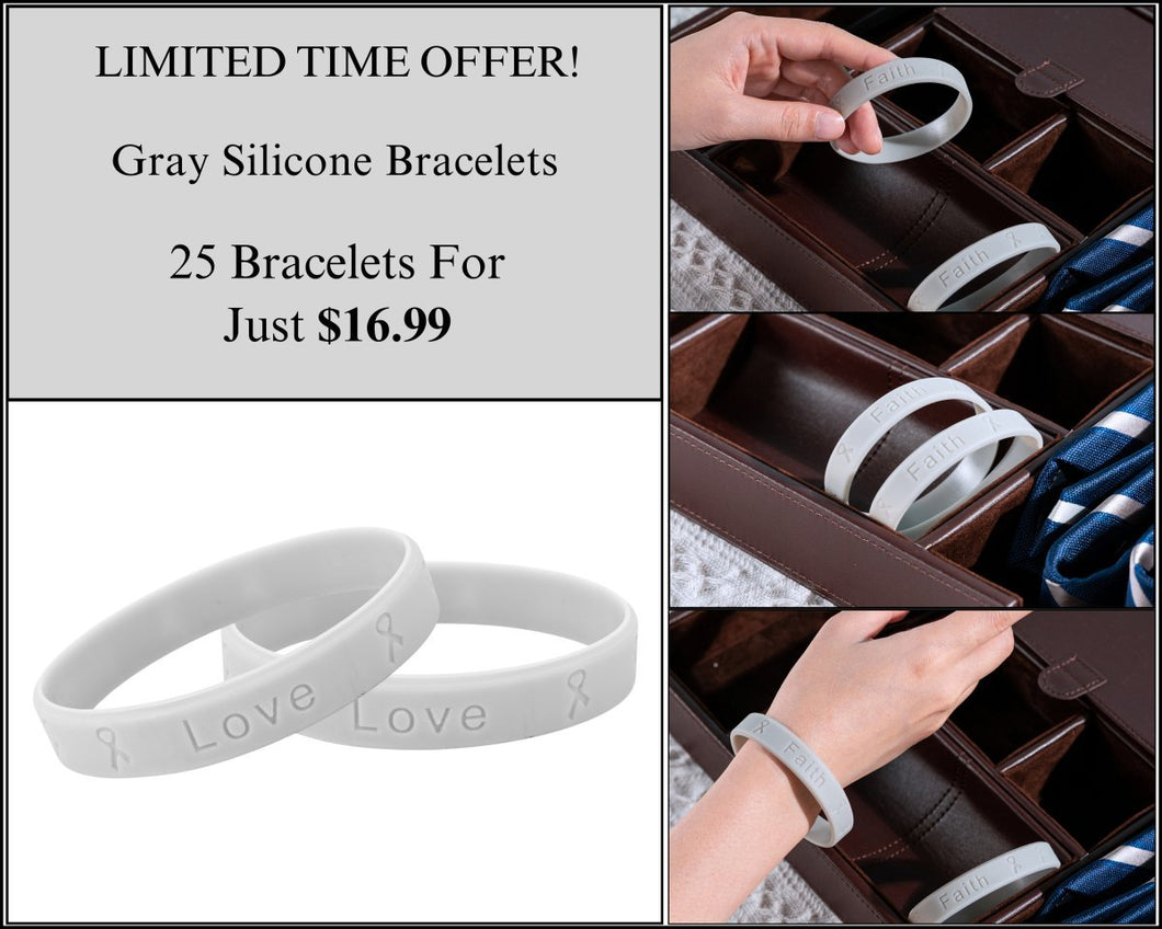 25 Gray Silicone Bracelets - $16.99 - Fundraising For A Cause