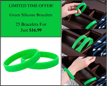 Load image into Gallery viewer, 25 Green Silicone Bracelets - $16.99 - Fundraising For A Cause