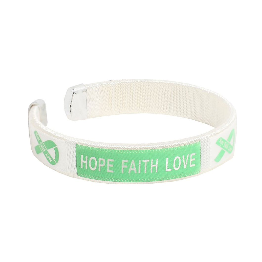 25 Hope Light Green Ribbon Bangle Bracelets - Fundraising For A Cause