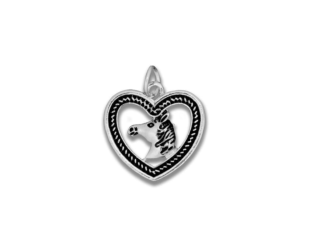 25 Horse Head in Heart Charms - Fundraising For A Cause