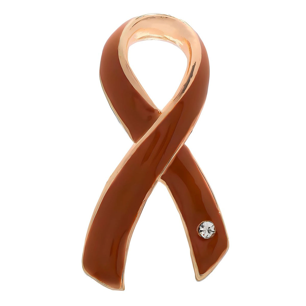 25 Large Brown Ribbon Pins - Fundraising For A Cause