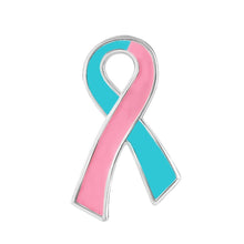 Load image into Gallery viewer, 25 Large Flat Pink &amp; Teal Ribbon Pins - Fundraising For A Cause