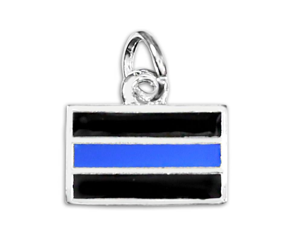 25 Law Enforcement Rectangle Blue Line Charms - Fundraising For A Cause