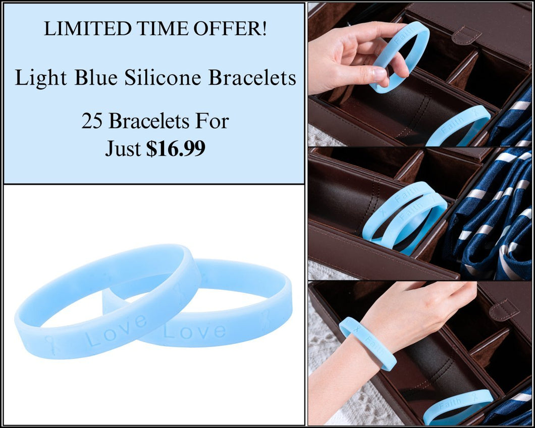 25 Light Blue Silicone Bracelets - $16.99 - Fundraising For A Cause