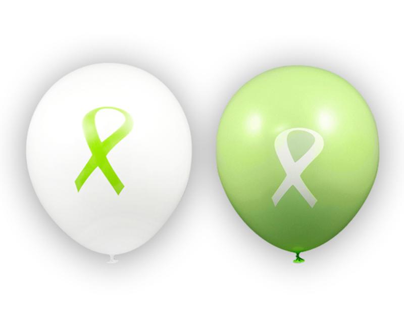 25 Lime Green Ribbon Balloons - Fundraising For A Cause