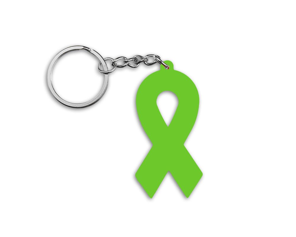 25 Lime Green Silicone Ribbon Key Chains - Fundraising For A Cause