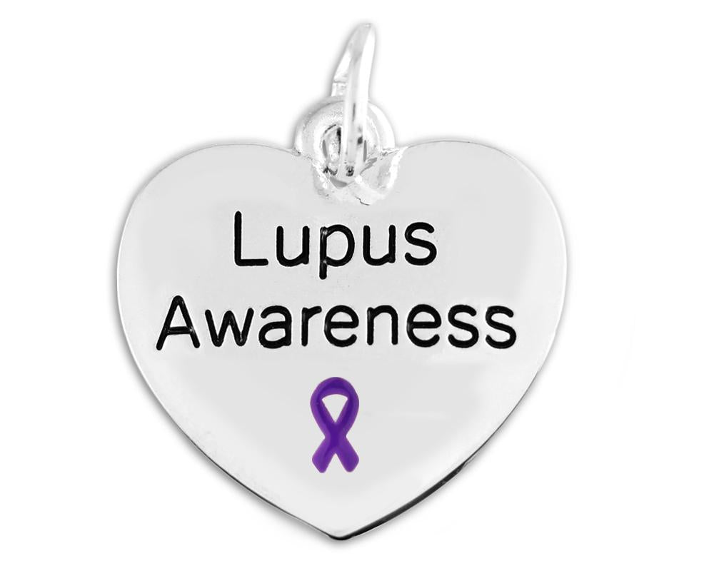 25 Lupus Awareness Heart Charms - Fundraising For A Cause