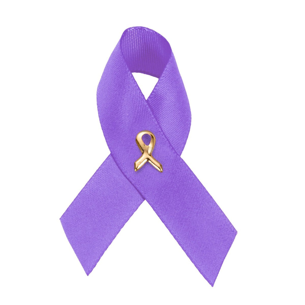 25 Pack Alzheimer's Awareness Purple Satin Ribbon Pins (25 Pins) - Fundraising For A Cause