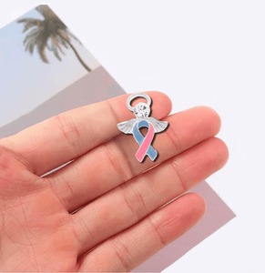 25 Pack Angel Pink & Blue Ribbon Pins (25 Pins) - Fundraising For A Cause