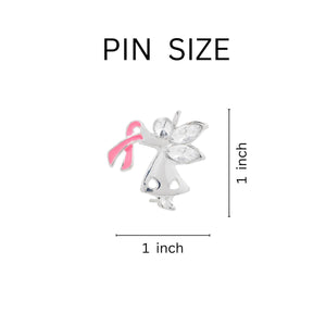 25 Pack Breast Cancer Angel Pink Ribbon Pins - Fundraising For A Cause