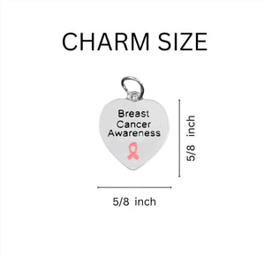 25 Pack Breast Cancer Awareness Heart Charms - Fundraising For A Cause