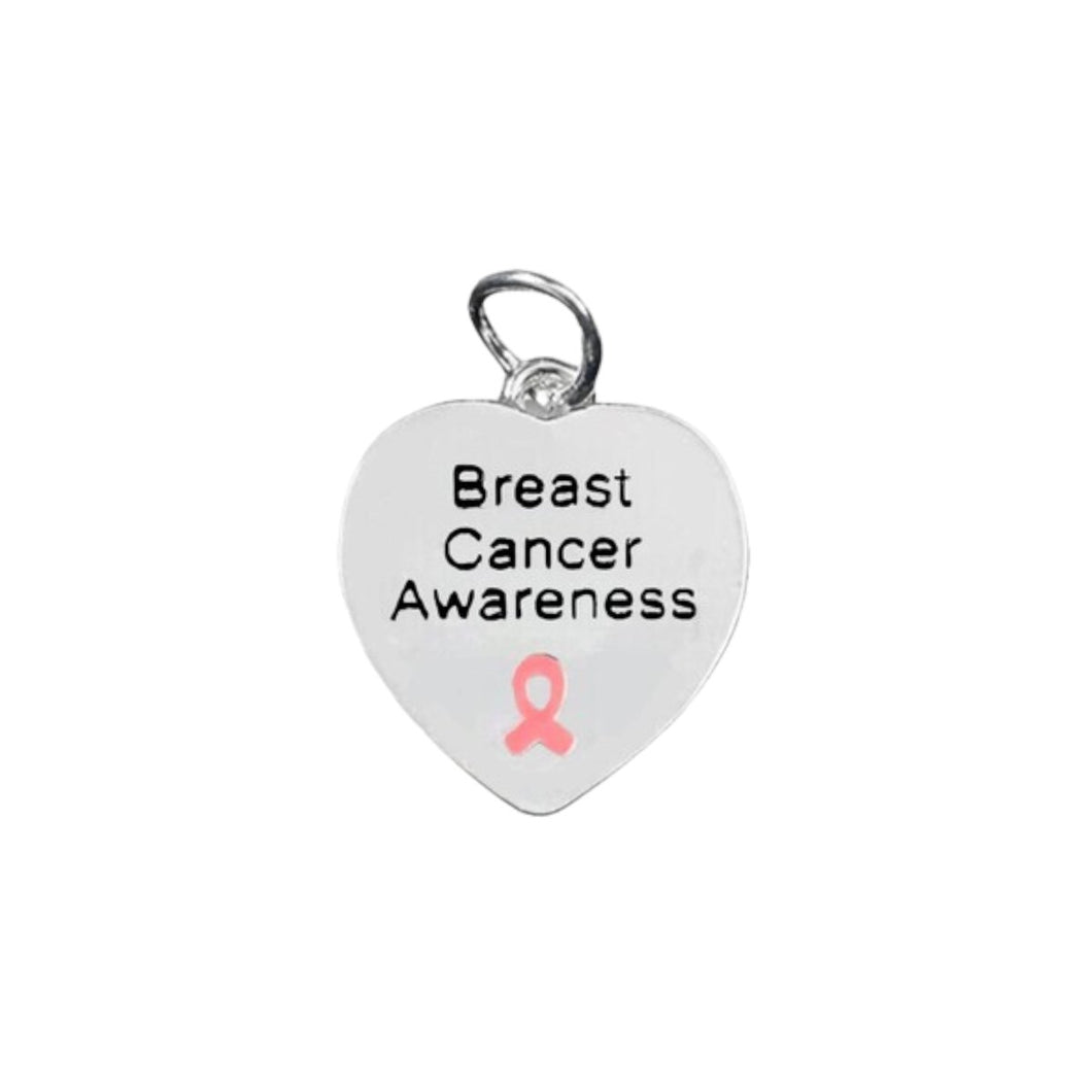 25 Pack Breast Cancer Awareness Heart Charms - Fundraising For A Cause