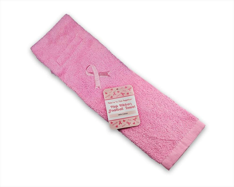 25 Pack Breast Cancer Pink Ribbon Football Athletic Towels - Fundraising For A Cause