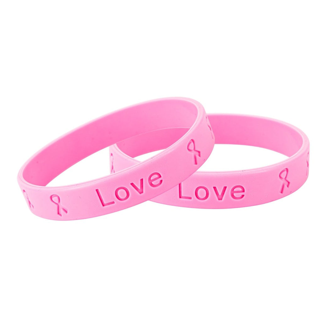 25 Pack Breast Cancer Pink Silicone Bracelets (25 Bracelets) - Fundraising For A Cause