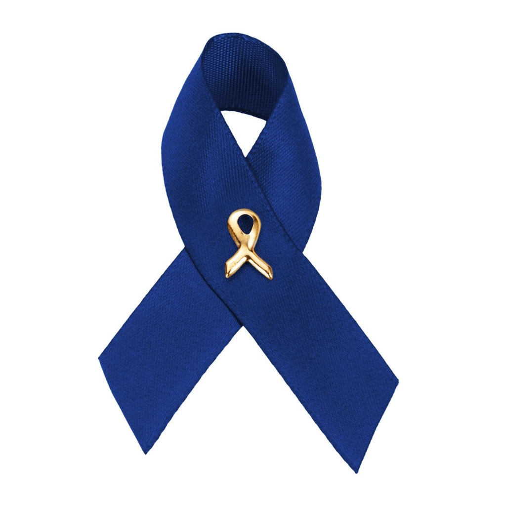 25 Pack Colorectal Cancer Awareness Blue Satin Ribbon Pins (25 Pins) - Fundraising For A Cause