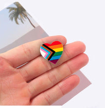 Load image into Gallery viewer, 25 Pack Daniel Quasar Progress Pride Heart Silicone Pins (25 Pins) - Fundraising For A Cause