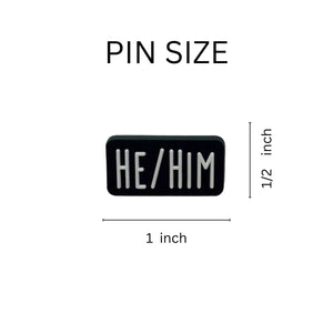 25 Pack He Him Black Rectangle Pronoun Silicone Pins (25 Pins) - Fundraising For A Cause