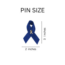 Load image into Gallery viewer, 25 Pack Human Trafficking Dark Blue Satin Ribbon Awareness Pins (25 Pins) - Fundraising For A Cause