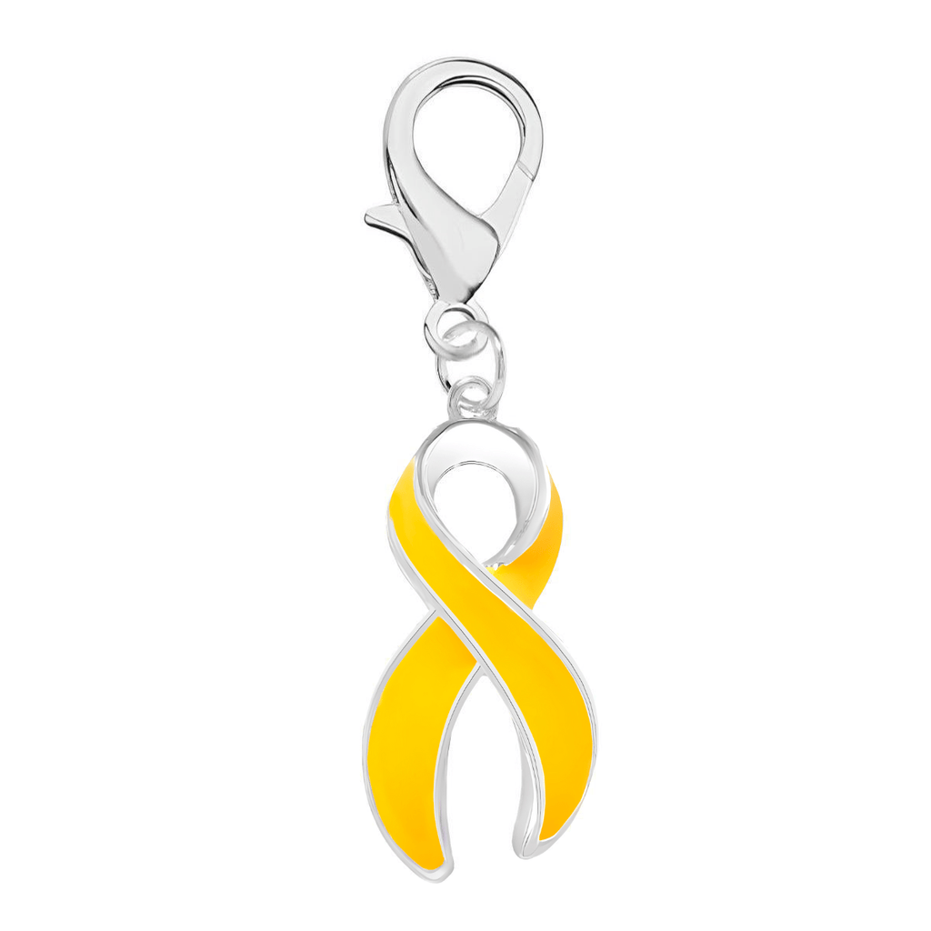 25 Pack Large Gold Ribbon Hanging Charms (25 Hanging Charms) - Fundraising For A Cause