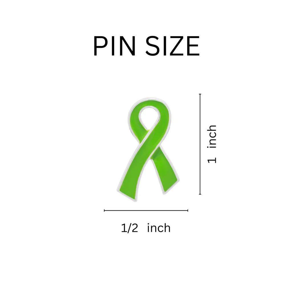 25 Pack Lime Green Ribbon Awareness Pins (25 Pins) - Fundraising For A Cause