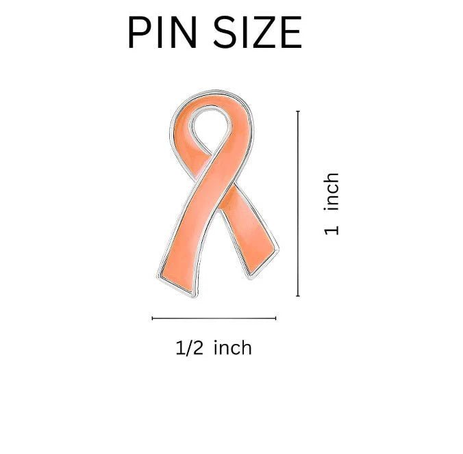 25 Pack Peach Ribbon Awareness Pins (25 Pins) - Fundraising For A Cause
