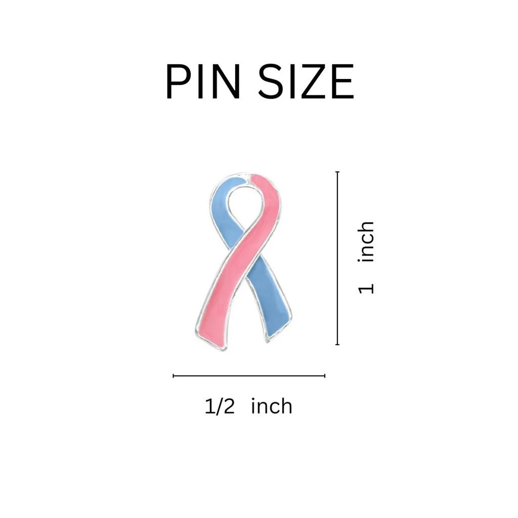25 Pack Pink & Blue Ribbon Awareness Pins (25 Pins) - Fundraising For A Cause