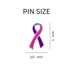 25 Pack Pink & Purple & Teal Ribbon Awareness Pins (25 Pins) - Fundraising For A Cause