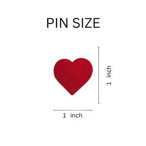 25 Pack Red Heart Shaped Silicone Pins (25 Pins) - Fundraising For A Cause