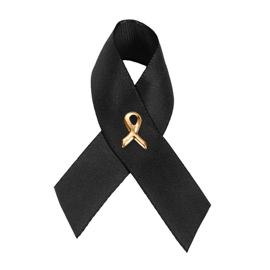 25 Pack Satin Black Melanoma Awareness Ribbon Pins (25 Pins) - Fundraising For A Cause