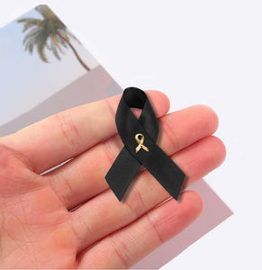 25 Pack Satin Black Ribbon Awareness Pins (25 Pins) - Fundraising For A Cause