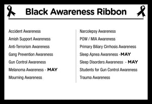 25 Pack Satin Black Ribbon Awareness Pins (25 Pins) - Fundraising For A Cause