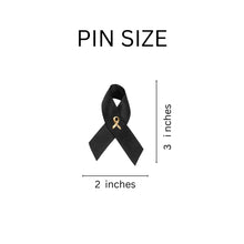 Load image into Gallery viewer, 25 Pack Satin Black Ribbon Awareness Pins (25 Pins) - Fundraising For A Cause