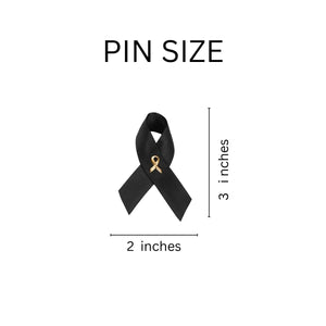 25 Pack Satin Black Ribbon Awareness Pins (25 Pins) - Fundraising For A Cause