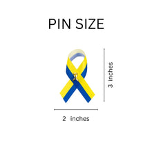 Load image into Gallery viewer, 25 Pack Satin Blue &amp; Yellow Ribbon Pins (25 Pins) - Fundraising For A Cause