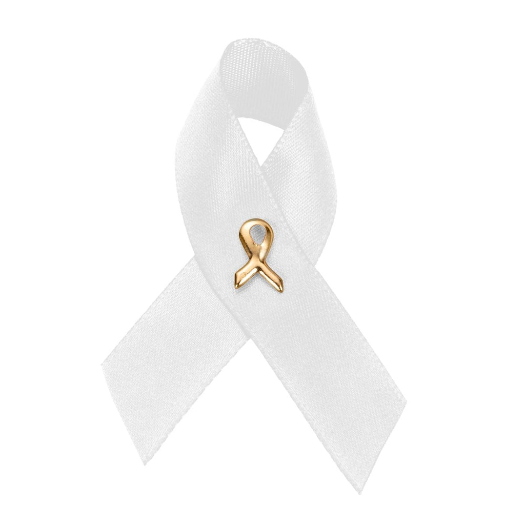 25 Pack Satin Bone Cancer Awareness Ribbon Pins (25 Pins) - Fundraising For A Cause