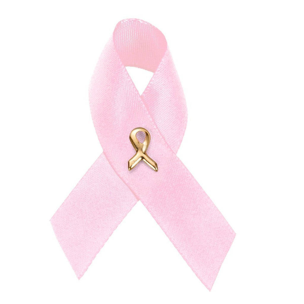 25 Pack Satin Breast Cancer Awareness Pink Ribbon Pins (25 Pins) - Fundraising For A Cause