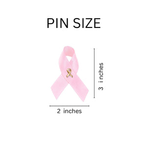 25 Pack Satin Breast Cancer Awareness Pink Ribbon Pins (25 Pins) - Fundraising For A Cause