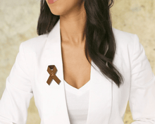 Load image into Gallery viewer, 25 Pack Satin Brown Ribbon Awareness Pins (25 Pins) - Fundraising For A Cause