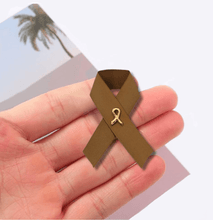 Load image into Gallery viewer, 25 Pack Satin Brown Ribbon Awareness Pins (25 Pins) - Fundraising For A Cause