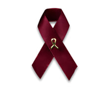 Load image into Gallery viewer, 25 Pack Satin Burgundy Ribbon Awareness Pins (25 Pins) - Fundraising For A Cause