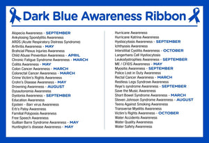 25 Pack Satin Dark Blue Ribbon Awareness Pins (25 Pins) - Fundraising For A Cause