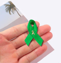 Load image into Gallery viewer, 25 Pack Satin Green Ribbon Awareness Pins (25 Pins) - Fundraising For A Cause