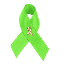 Load image into Gallery viewer, 25 Pack Satin Lime Green Awareness Ribbon Pins (25 Pins) - Fundraising For A Cause